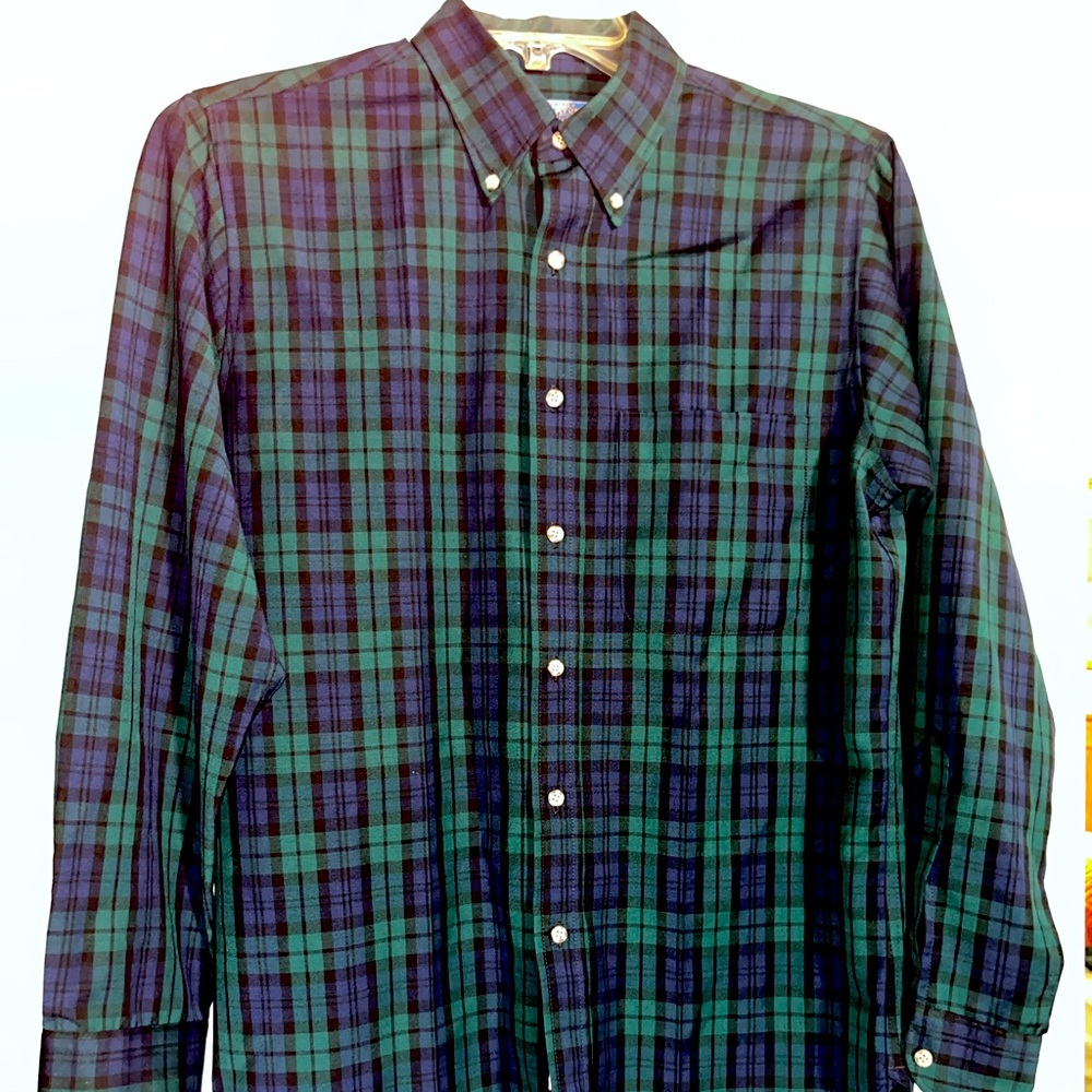 Vtg. Sir Pendleton Shirt Mens Size M Green Black Watch Tartan Plaid Button Down
